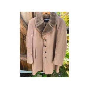 Vintage Stratojac 100 Pure Wool Tan Coat Men’s Size Medium/40 with Faux Fur